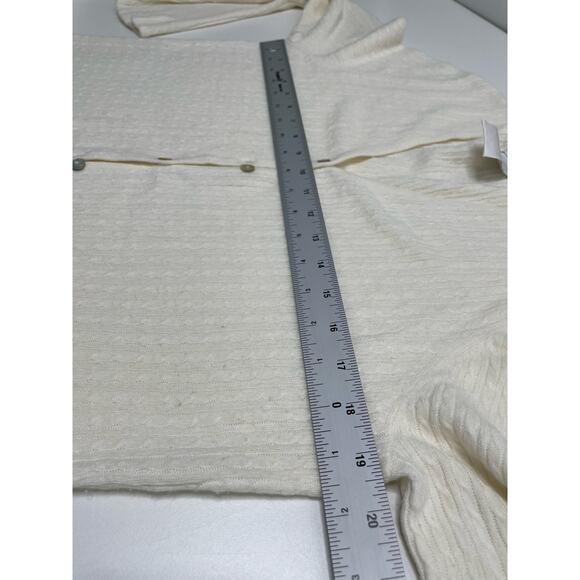 2 Piece Cardigan Sweater Set Long Sleeve T-Shirt Top Cream Knit Large Fisherman - Picture 14 of 15